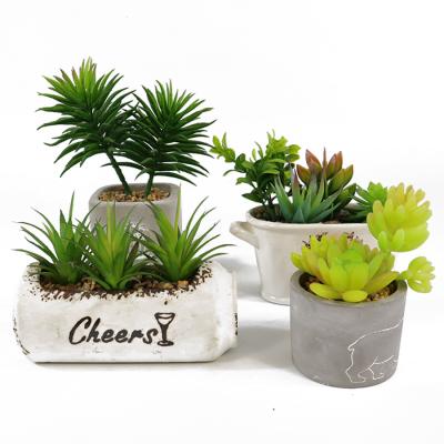 China New Designer Simulation Green Plant Plant Artificial Succulent Ornaments Contemporary Trendy Office Potted Decoration for sale