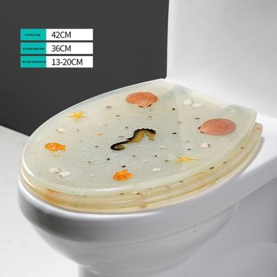 China Modern And Simple Resin Quick Release And Slow Down Ocean Series Minimalist Toilet Seat for sale