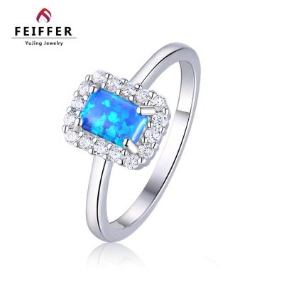 China Factory Price Single Lab Diamond Opal Rings Silver Fine Jewelry 925 Ring for sale