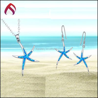 China Blue Opal 925 Sterling Silver Jewelry Set, China Brass/Silver Star Fish Jewelry for sale