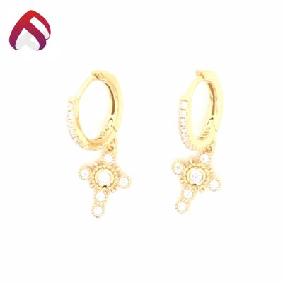 China FASHIONABLE Hot Selling CZ Cross Drop Shape Silver Circles Earrings For Women Shape Jewelry for sale