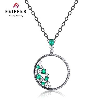 China TRENDARY Fashion Jewelry 925 Luxury Nano Green Silver Pave CZ Diamond Jewelry Pendant for sale