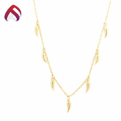 China Color Play or Silver Fire Chili Charms Necklace Dangles 925 Collar Clavicle Jewelry for sale