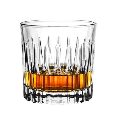 China Norlen whiskey glass Embossed Glass Ribbed Clear Whiskey Glass Cup Set Sublimation Handcrafted Coloured Luxe Funny Decorated Whiskey Glasses for sale