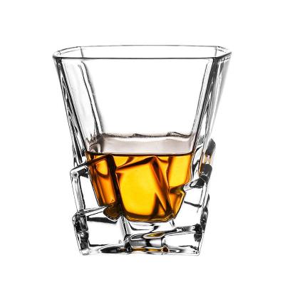 China Round Drinking Glass Whiskey Cups Bar Whiskey Classic Glass 12 oz Cup Laser Etching 6 Pcs Hotel Rock Luxury Crystal Straight Up Drinking Cup Whiskey Glass for sale