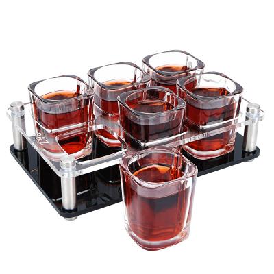 China Shot Glasses Gift Set Acrylic Shot Glass Holder, Whiskey 6 Pcs Set Mini Wine Vodka Travel Wholesale Custom 2 oz Sublimation Shot Glass for sale