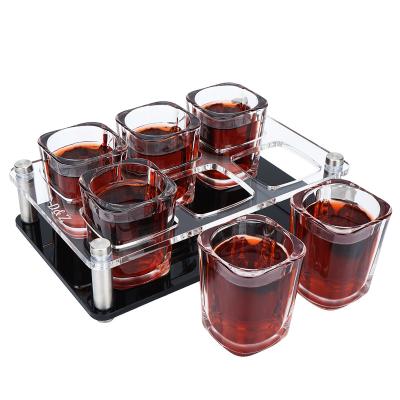 China Shot Glasses for Sublimation Liquor Fancy Measuring Porta Modern 2 Ounce 60ml Jager Bomb Champagne Customised Shot Glasses Serving Tray for sale