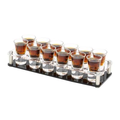 China Sublimation Shot Glasses Blanks US Warehouse Tequila Shot Board Serving Tray Shot Glass Holder, Mini Tumbler Clear Customised Unique Whiskey Glasses Heavy Base Shot Glass for sale