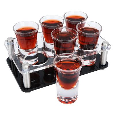 China Sublimation Shot Glass Blanks Personalized Engraved Shot Glass Holder Tray Bar, Salt Espresso Liquor Transparent Empty 1oz Sublimation Shot Glasses for sale