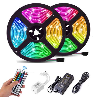 China Dropshipping LANDSCAPE 12V SMD Flexible 5050 Color Changing With Controller 5M 10m Waterproof Tiras LED Smart Home RGB LED Strip Light Kits for sale