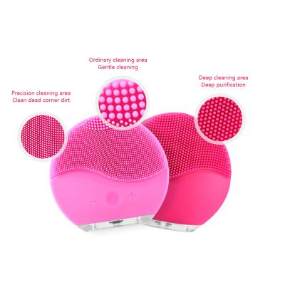 China Mini Portable Sonic Vibrating Face Silicone Detergent Eco-friendly Deep Cleansing Exfoliating Facial Brush for sale