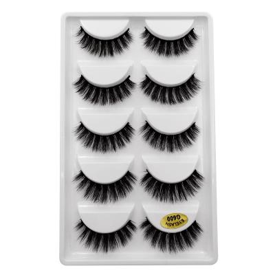 China Fuller Effect Free Sample 5 Pairs Logo Printed Handmade Dramatic Thick Crossed Group Nature Faux Mink 3D Soft False Eyelashes for sale