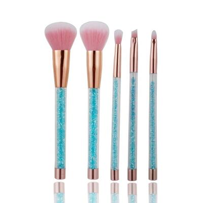 China Silky Soft High Quality Nylon Plastic Brush Kit Plastic Handle 5pcs Glitter Custom Logo for sale