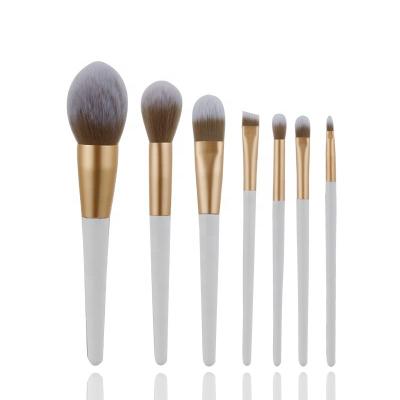 China Angular Blush Professional Synthetic 7Pcs Cosmetic Brushes White Makeup Brushes Private Label for sale