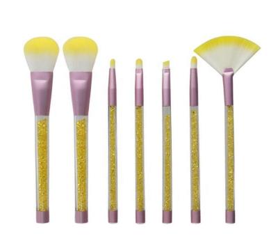 China Angular Blush 7pcs Crystal Makeup Brushes Glitter Make Up Brush With Bag for sale