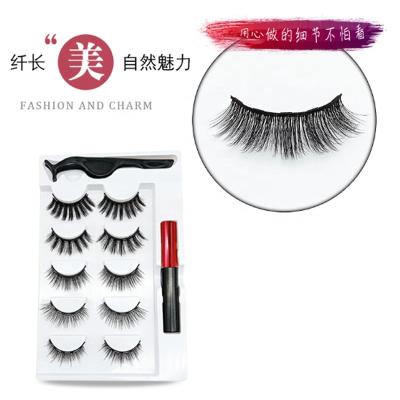 China Long Natural Hot Selling 5 Pairs 3D Magnetic Eyeliner False Eyelash Glue Free Magnet Eyelashes for sale