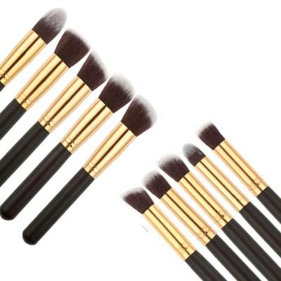 China Angular Blush 10Pcs Synthetic Professional Custom Cosmetic Makeup Brushes For Eyeshadow Foundation Concealer Blush for sale