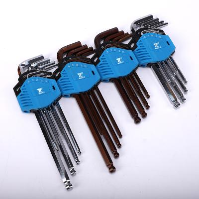 China Durable Premium Ball End Hex Ball End Wrench Sets 9Pcs 13Pc Metric Long Arm Ball End Wrench Metric Wrench Set for sale