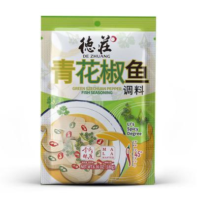 China Dezhuang 180g Sichuan Green Pepper Medium Spicy Fish Seasoning DZ-25 for sale