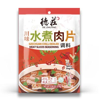 China Dezhuang 170g Sichuan Spicy Chilli Boiled Meat Pork Poached Slices Seasoning DZ-12 for sale