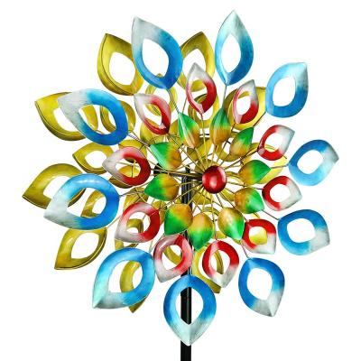 China Art Decor Colorful Peacock Garden Decoration Hanging and Vertical Wind Spinner Outdoor Wind Spinner for sale