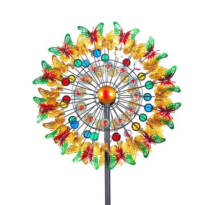 China Colorful Art Decor Fairy Wind Spinner Garden Ornament Windspinners Metal Butterfly Wind Spinner for sale