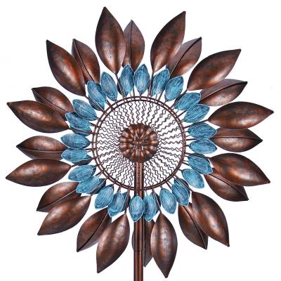 China Art Decor 84 Wind Inches Outdoor Mills Garden Metal Wind Spinner Bronze Flower Decoration Copper Wind Spinner for sale