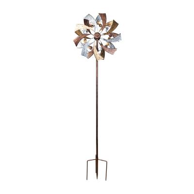 China Art Decor Outdoor Decoration Kinetic Art Wind Mill Garden Metal Copper Wind Spinner Lawn Spinner for sale