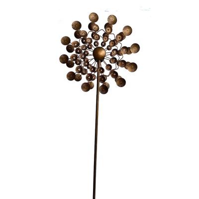 China Art Decor Wholesale Copper Wind Spinner with Metal Garden Stake Kinetic Windmill for Outdoor for sale