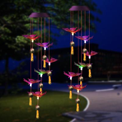 China Art Decor Cheap Outdoor Solar Butterfly Wind Chimes for sale