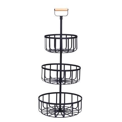 China New Arrival Contemporary Three-Layer Multifunctional Kitchen Round Metal Wire Storage High Quality Modern Fruit Basket for sale