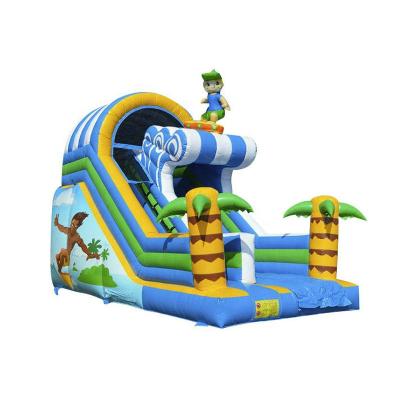 China Custom PVC Surfboard Theme Inflatable Slides Jungle Kids Inflatable Trampoline Slides Playground for sale