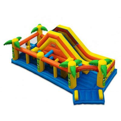 China Wholesale PVC Inflatable Obstacle Course Climb Wall With Inflatable Trampoline Slide For Kids for sale