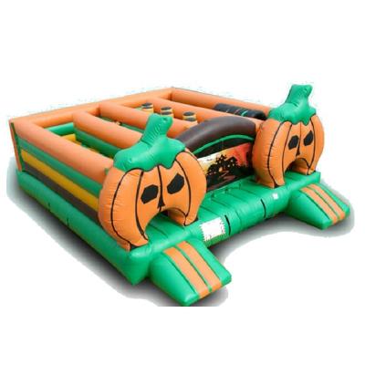 China Outdoor Inflatable Maze Land Inflatable Obstacle Equipment PVC Tarpaulin Hot Sale Orange Pumpkin Course for sale