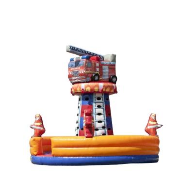 China PVC Fire Truck Inflatable Climbing Sports Kids Inflatable Rock Wall Commercial Games for sale