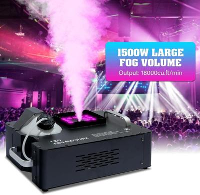 China RGB*3w*24PCS Three-in-One Pick 1500w RGB 24LED Monochromatic Vertical Jet Fog Machine Gas Thermal Fogging Machine For Christmas Disco Party for sale