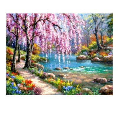 China Europe 5D DIY River Diamond Painting Landscape Wall Canvas Art Painting For Home Decor Full Drill Cross Stitch Diamond Kits for sale