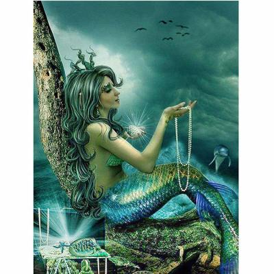 China Europe Mermaid 5D DIY Diamond Painting Portrait Painting Wall Canvas Art Painting For Home Decor Full Drill Cross Stitch Diamond Kits for sale