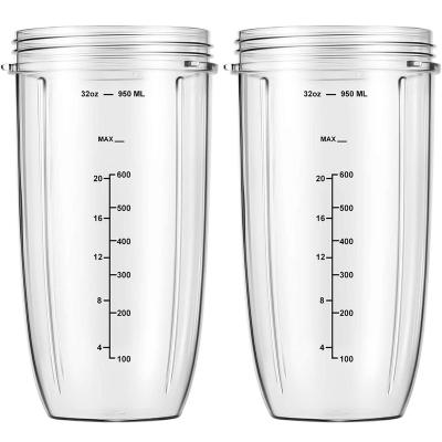 China Household Nutri Blender Parts 32oz Clear Jars Replacement Blender Cups (2 Packs) Compatible with Nutri Blender 600w and 900w for sale