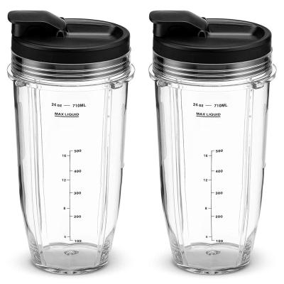 China Household Replacement Blender Cup with Lid (2 Pack) 24 oz Cups for Ninja Auto Q.I. BL480 BL482 BL642 NN102 BL682 BL450 BN751 BN801 SS351 SS4 for sale