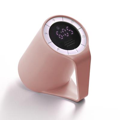 China 2020 Portable Recordable Radio Cup Shape Nap Function Digital Voice Wake Up Night Light Desktop Kids Alarm Clock for sale