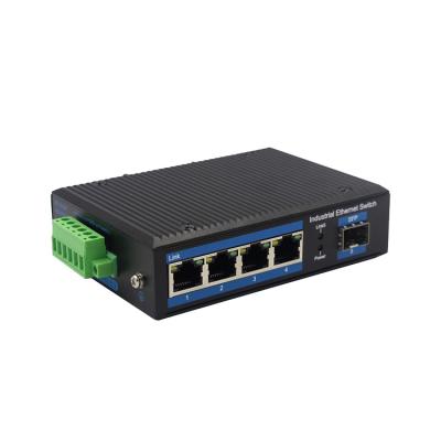 China Unmanaged Industrial LACP POE Switch 4 Port 10/100/1000Base-TX and 1 Port 1000BaseFX SFP/SC/SFP Port Gigabit Ethernet Network Switch for sale