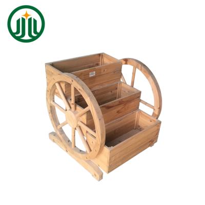 China CLASSIC patio garden outdoor wooden planter with two wheels for sale