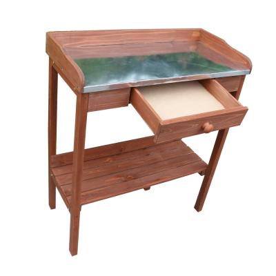 China American Style 100% Solid Wood Outdoor Garden Potting Table With Drawer for sale