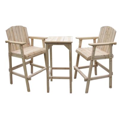 China Farmhouse Nature Unfinished Outdoor Garden Solid Wood Bar Chair Set for sale