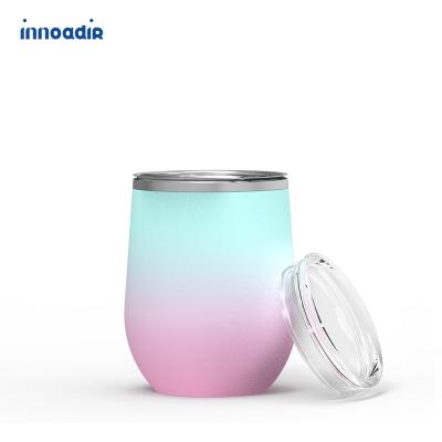 China New Design Gradient Color Mug Coffee Mug Stainless Steel Double 10oz Sustainable Wall Vacuum Insulated Stemless Tumbler Wine Cups For Wine for sale