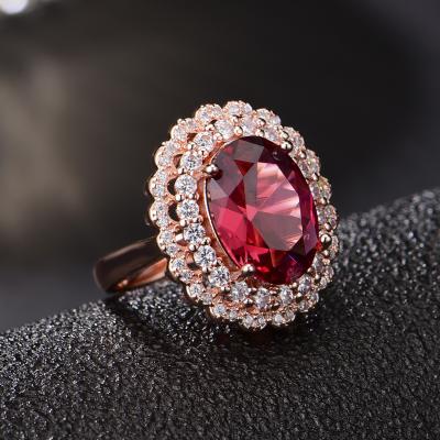 China New Women's Engagement Rings Vintage Romantic High Quality Simulation Adjustable CZ Red Stone Ring For Wedding Ladies for sale