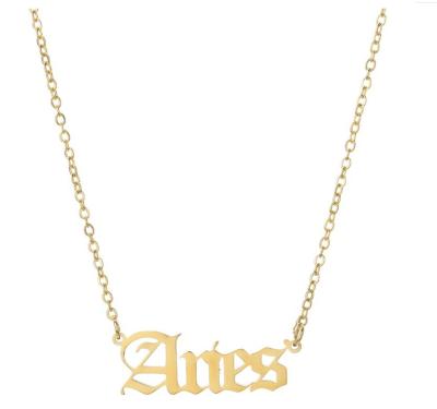 China Zodiac Sign Necklace Stainless Steel Gold Necklace Designs Brass Women for sale