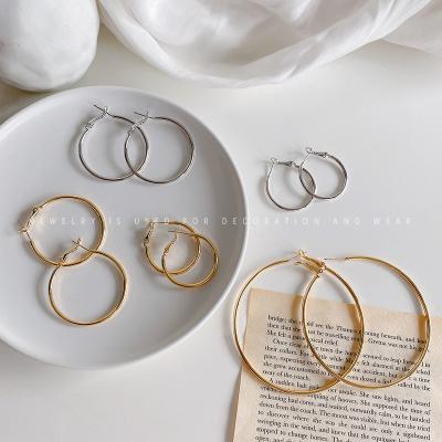 China Hiphop Fashion Jewelry China Factory Wholesale Joyeria Brass Gold Circle Earrings Jewelry Set for sale