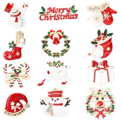 China Amazon Europe Stainless Steel Christmas Brooch Bangs Bells Snowman Brooch Wish Brooch for sale